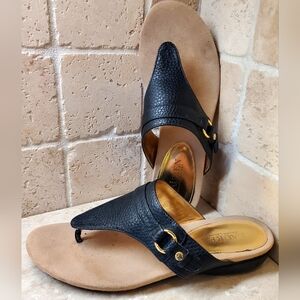 Ralph Lauren Black and Tan Leather Sandals